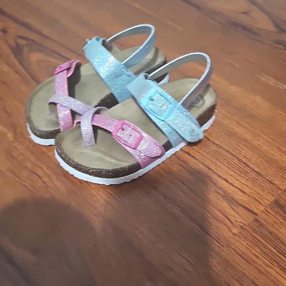 Pink and Blue Sandals with Adjustable Straps